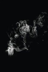 Light flowing smoke isolated on black back	