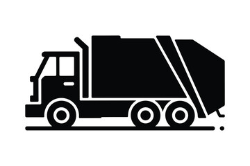 Fototapeta premium Garbage Truck Vector Silhouette Sanitation Transport Vehicle Symbol