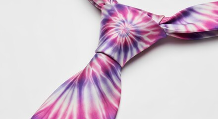 Vibrant Tie-dye Necktie with Purple and Pink Swirls on White Background