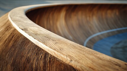 velodrome. Close-up of wooden velodrome track banking showing grain and curved structure. event key visuals, club posters, designed for sports event promotions and stadium branding.
