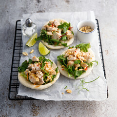Chicken sandwiches with peanut and lime
