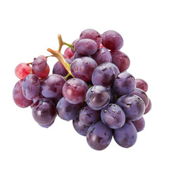 Freshly harvested red and purple grape bunch with water droplets shining under soft light