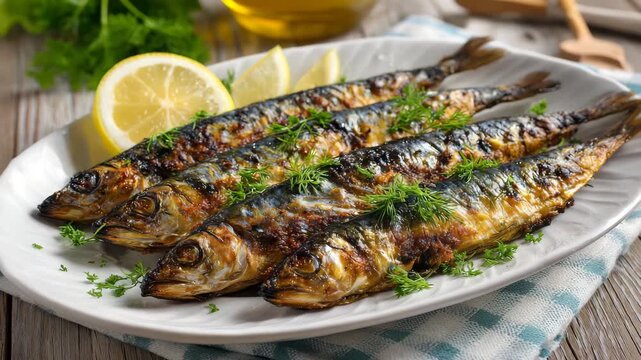 Grilled sardines with lemon and herbs