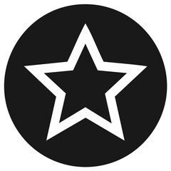 Fototapeta premium Stylized white five-pointed star icon centered within a black circle.