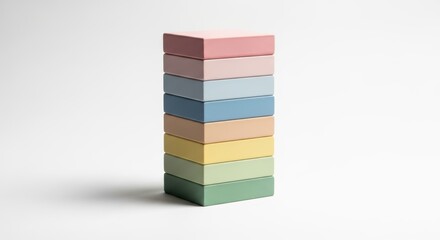 Stacked Pastel Rectangles Colorful Minimalist Blocks on White