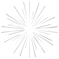 Radial Lines Bursting from Center, Abstract Sunbeam Design Element