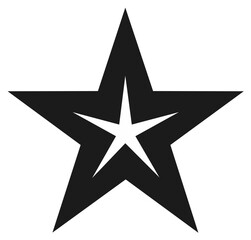Obraz premium Bold black five-pointed star icon with a contrasting white inner star graphic design