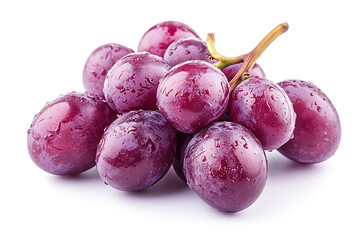 Obraz premium Ripe Red Grapes With Water Droplets On A Clean Transparent Background Fruit Healthy Food