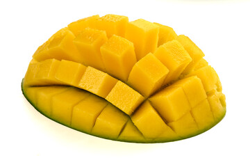 Diced Mango Slice Tropical Fruit, isolated on white background