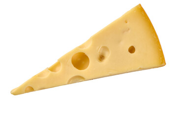 Swiss Cheese Wedge, isolated on white background