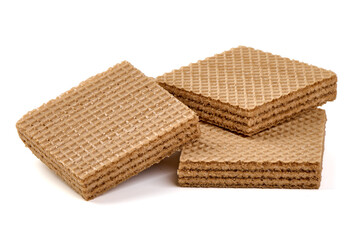 Chocolate Wafers stacked, isolated on white background