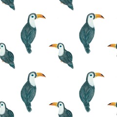 Fototapeta premium seamless pattern of hornbill or toucan bird. ready for print for book cover, fabric, textile.
