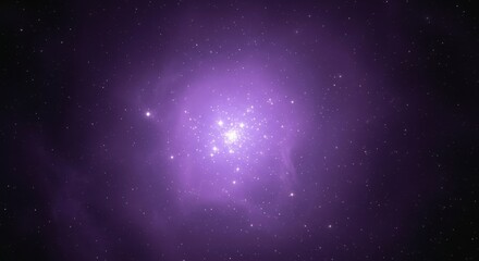 Purple Space Nebula with Sparkling Stars on Black Background