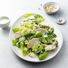 Traditional Caesar salad with chicken