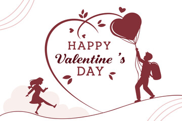 “Happy Valentine’s Day” elegant serif typography inside circular heart, modern minimalist card template.
