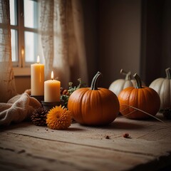 Fall Season Comfort: Candles, Pumpkins & Flowers