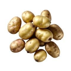 Pile of Fresh Whole Yellow Potatoes on a transparent background PNG  
