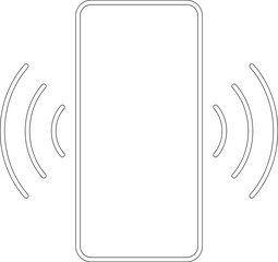 Phone vibration icon, ringtone symbols. Phone ring with vibration. Outline line drawing modern smartphone. Smartphone sound profile, vibration mode icon set for app and ui. Vector illustration.