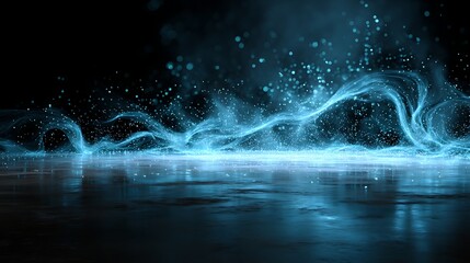 Abstract Blue Water Splash with Light Effects in Dark Background