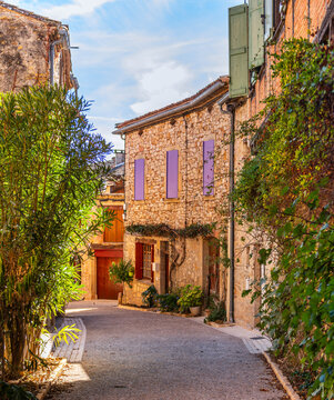 Street in the medieval village of Puycelsi, in the Tarn department, Occitanie, France