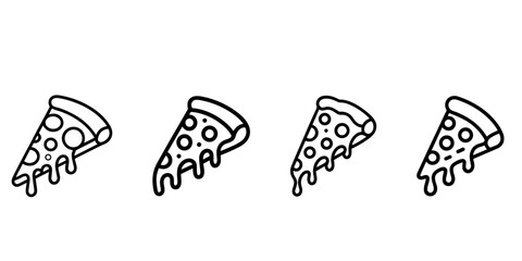 Four slices of pepperoni pizza in a simple line drawing style