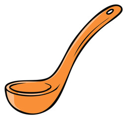 Orange cartoon cooking ladle illustration, kitchen utensil design