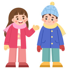 Illustration of Children in Winter Clothes