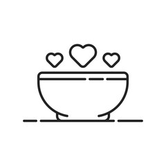 black thin line hearts with deep plate icon