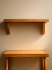 Warm Minimal Interior Mockup with Wooden Tables and Neutral Walls