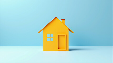Minimalistic Paper House on Light color Background