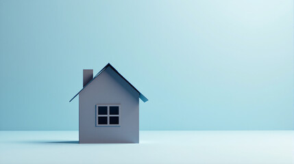 Minimalistic Paper House on Light color Background