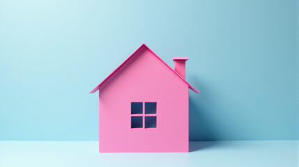 Minimalistic Paper House on Light color Background