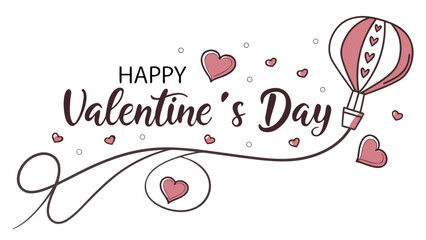 Minimal hand-lettered “Happy Valentine’s Day” with tiny hearts, clean romantic vector for greeting cards.
