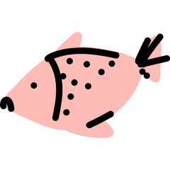 Charming and Adorable Cartoon Illustration of a Pink Fish, Perfect for Various Creative Uses