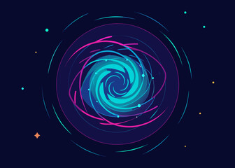 digital neon particle vortex dark background illustration
