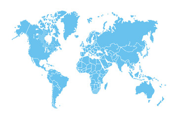 Minimalist World Map Line Art Illustration