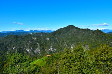 View of Tošc hill peak in Gorenjska, Slovenia