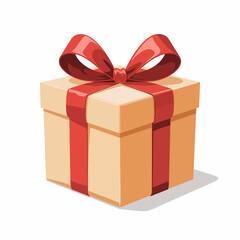 Obraz premium Isolated Gift Box with Red Ribbon and Bow for Celebrations and Special Occasions Presents and Holiday Cheer