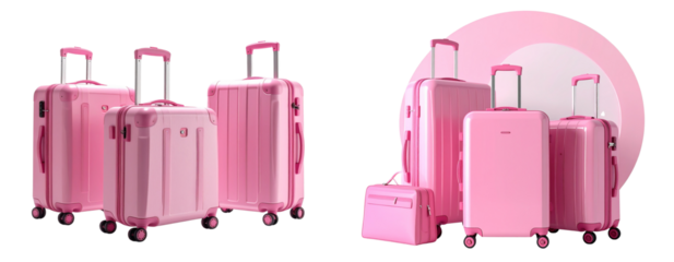 Elegant Pink Travel Luggage Set in Minimal Studio