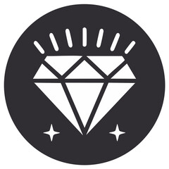 Sparkling Diamond Icon in a Circle Jewelry Fashion Luxury Symbol Gemstone Precious