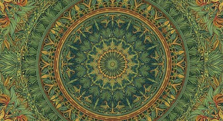 Intricate botanical mandala with repeating floral patterns and symmetry