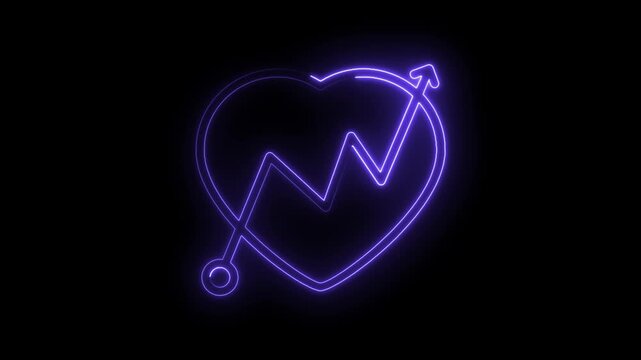 Neon heartbeat pulse animation symbolizing health and vitality on a dark background