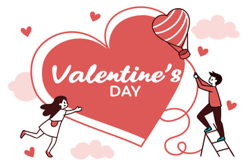 Clean red heart with text inside, minimalist geometric Valentine’s Day vector for greeting templates.
