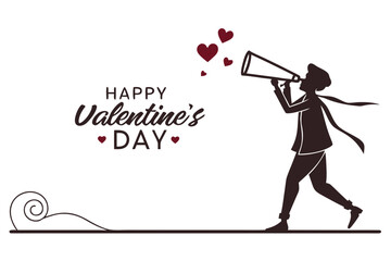 Minimal “Happy Valentine’s Day” text layout with heart divider, elegant vector for social media posts.
