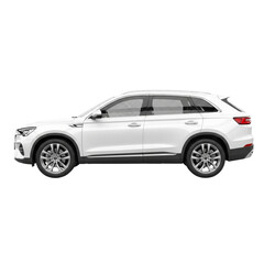 Naklejka premium White SUV Car, Side View, Isolated on Transparent Background