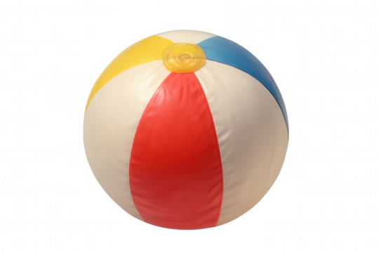 Inflatable beach ball showing summer fun and vacation playtime activity on transparent background
