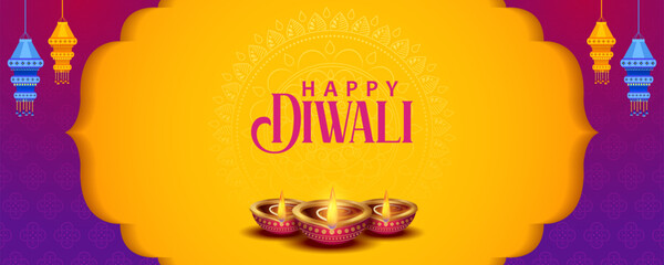burning diya on Happy Diwali Holiday background for light festival of India