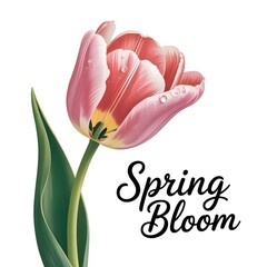 pink tulip flower with typography