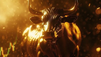 Golden Bull Statue Symbolizing Financial Strength and Prosperity.