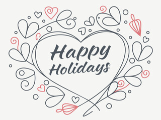 Elegant typography layout with heart-shaped icon pattern, modern minimal vector for greeting cards.
